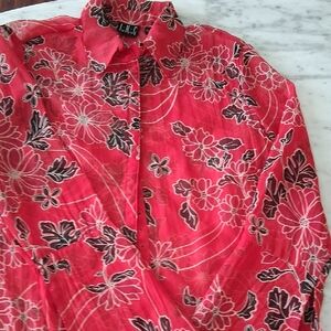 INC International Concepts Red Floral Button Down Shirt